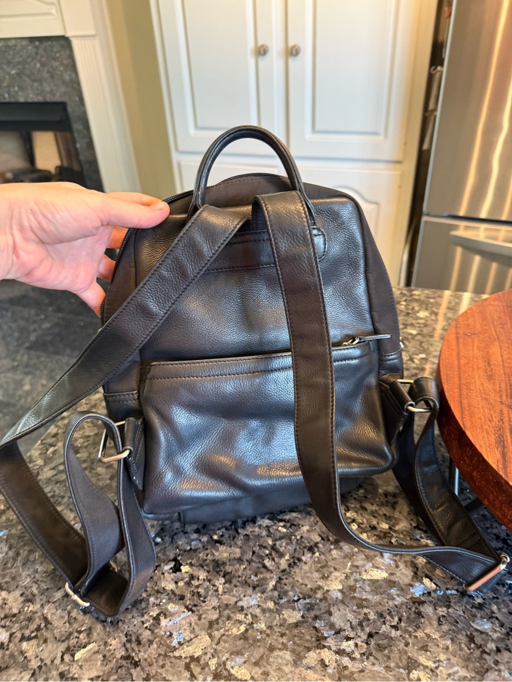 Vintage Mini Fossil Backpack Black Y2K Leather - Picture 2 of 12